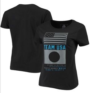 Team USA 2020 Summer Olympics T-shirt Black Tonal Coordinates Flag NEW